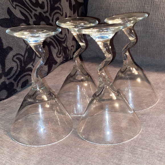Vintage Set of 4 Libbey Crooked Stem Martini / Cocktail Glasses - Picture 5 of 7